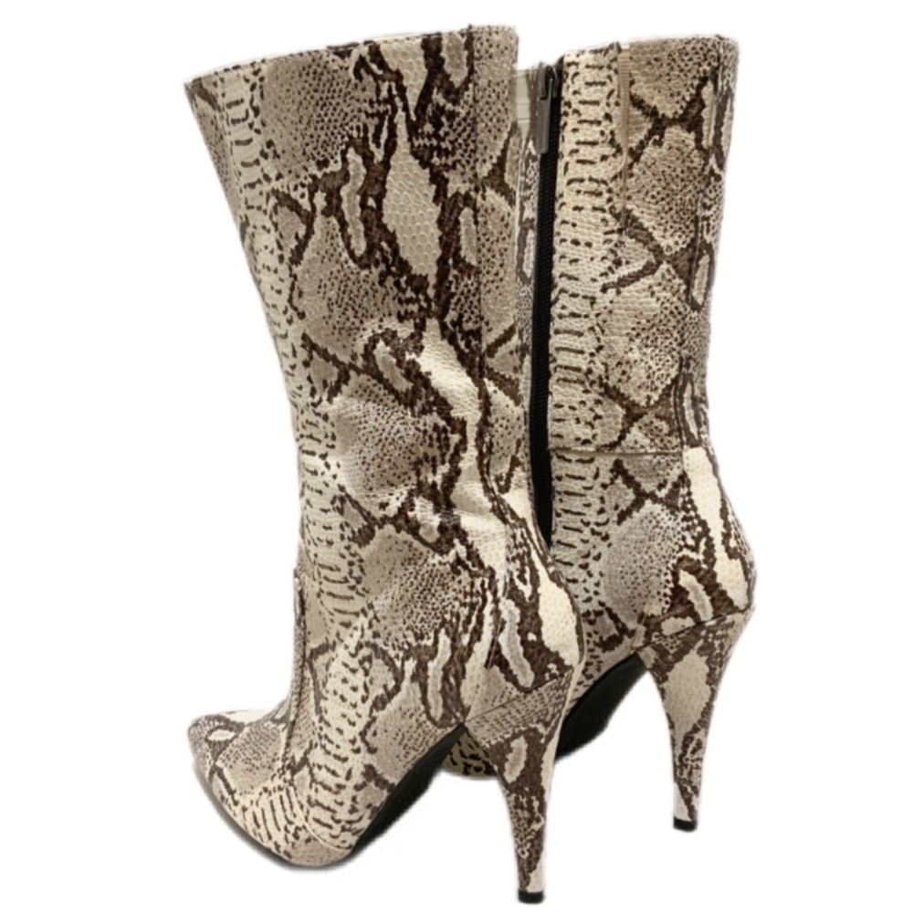 Colin Stuart Snake Print Stiletto Heel Bootie Lea… - image 2